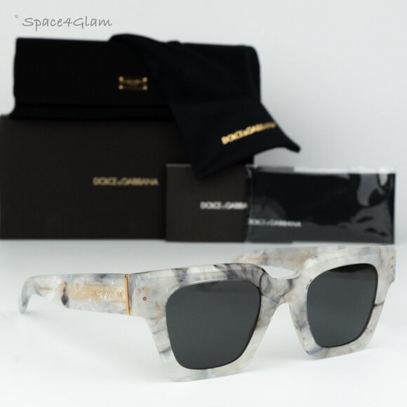 BRAND NEW D&G DG4413 342887 Grey Marble Grey Square Unisex Sunglasses - Picture 1 of 10
